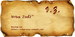 Vrba Zoé névjegykártya